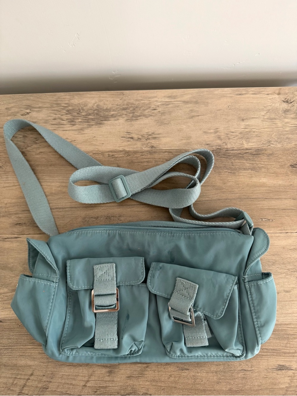 Sage Green Utility Cargo Pocket Crossbody Bag Y2K - Picture 1 of 8